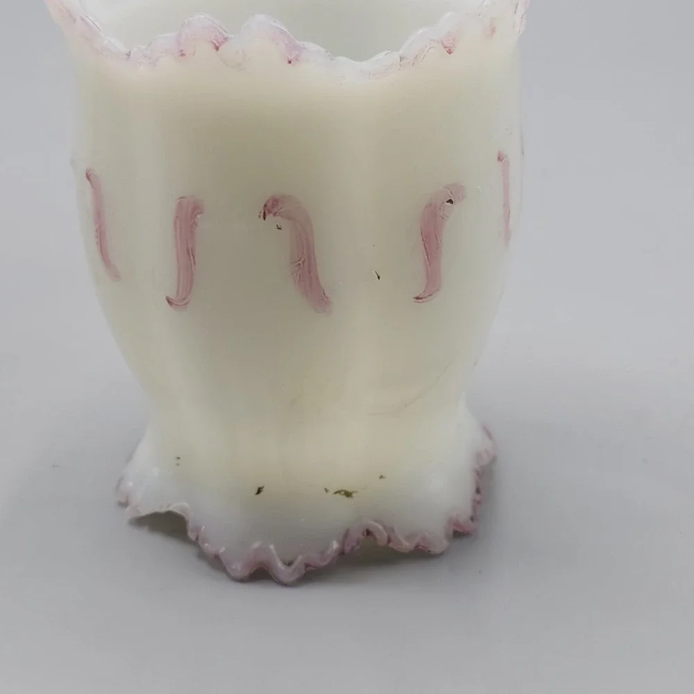 Vintage‎ EAGP Dithridge Creamer & Sugar Bowl White Milk Glass Roses Hand Painted